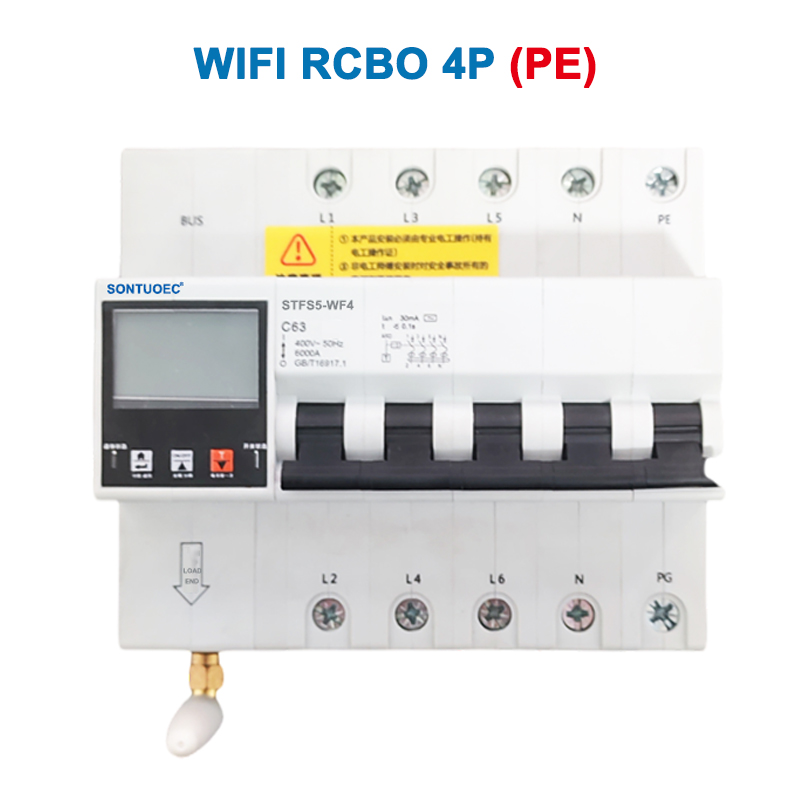 វ៉ាយហ្វាយ stf5-63 ស៊េរីពហុមុខងារមុខងារបំរាមប្រឡាក់ប្រឡាក់ប្រឡាក់ប្រវត្ដិសាស្ដ្រ RCBO ឆ្លាតវៃ